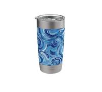 Abstract Blue Oil Painting, Curly Brush Strokes Stainless Steel Insulated Tumbler