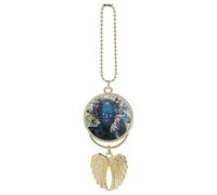 Abstract Blue Painting Car Pendant, Rear View Mirror Hanging Ornament, Auto Decor for Rearview Mirror, Keychain Golden-Style