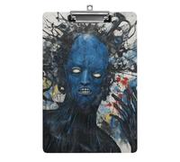 Abstract Blue Painting Clipboard for Office, Home, Acrylic A4 Clipboard with Stainless Steel Hanging Holes, Durable Clipboards for Notes, Exams, Sheet Music 12.5" X 8.5"
