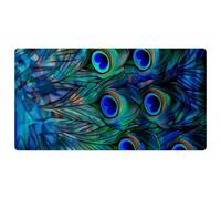 Abstract Blue Peacock Background Pattern Non-Slip Bath & Kitchen Mat,Oil & Water Absorbent, Quick Dry