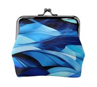 Abstract Blue Print Compact Coin Purse 4.52 x 4.13in Cute Mini Wallet with Kiss Lock Waterproof Pouch