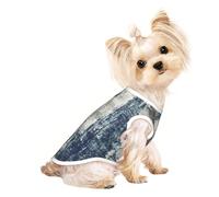 Abstract Blue print Dog Shirts for Small Dogs Stretchy T-Shirts Lightweight Tank Top Sleeveless Striped Vest