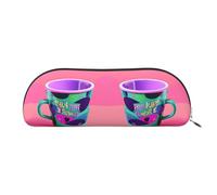 Abstract Blue Print Receive Bag Makeup Bag Cosmetic Bags Travel Storage Bag Toiletry Receive Bags Pencil Case Pencil Bag, 90's Cup Design, One Size
