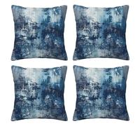 Abstract Blue Printed Cushion Covers 4pcs (40x40 CM) - Decor Pillow Cases for Home - Hidden Zipper Opening