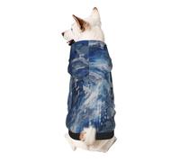 Abstract Blue Printed Dog Hoodie Soft Dog Sweatshirt Cute Cat Dog Clothes for Small Dogs Kitten Puppy, 2XL