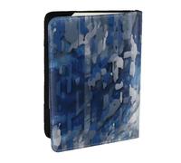 Abstract Blue Printed Passport Holder - 6.5 x 4.5 Inch RFID Blocking Travel Wallet,Stylish Passport Cover,Lightweight Document Organizer for Cards