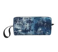 Abstract Blue Printed Travel Makeup Bag Portable Cosmetic Bag Makeup Case Toiletry Handbag Organiser for Women