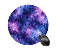 Abstract Blue Purple Tie-dye Mousepad Round Computer Mousepad Waterproof Gaming Mousepads with Non-Slip Rubber Base Mousepads Mousemat for Laptop Office 20 CM