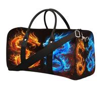 Abstract Blue Red Fire Dragons Travel Duffel Bag Sports Tote Gym Bag Waterproof Tear-Resistant Carry On Overnight Bag Foldable Weekender Bag for Gym Travel Getaway Beach Sports
