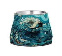 Abstract Blue Sloth Bear Pet Bowl Non Slip Anti Skid Dog Bowls Stainless Steel Stackable Food Puppy Bowl Dishes