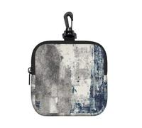 (Abstract Blue) Square Storage Bag Zipper Coin Purse with Clip | Neoprene Material, Compact Everyday Carry, Water-Repellent, Lightweight, Portable Mini Purse