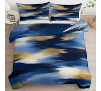 Abstract Blue White Blurred Pattern 3D Print Duvet Cover Set 3 Pieces 260 x 220 cm Soft Microfiber Comfy Quilt Covers Bedding Set Reversible with Zipper Closure for Kids Teens Adults, Super King, Blue