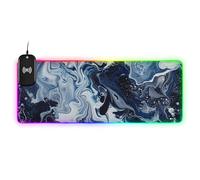 Abstract Blue White Water Waves Wirel Charging Glowing Large Gaming Mouse pad Large desks 35.4 x 15.7 in Mousepad Gaming