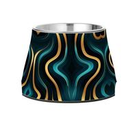 Abstract Blue Yellow Line Non Slip Anti Skid Dog Bowls Stainless Steel Food Water Bowl Stackable Pet Puppy Dishes