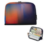 Abstract Blurred Orange Spots Stripes Pencil Bag Storage Big Pencil Pouch Zipper Pencils Case Cute Pen Pouch for Girls Animal Print Organizer Back to School Supplies