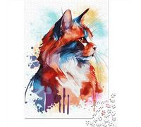 Abstract Bobtail Cat 1000-Piece Puzzle for Adults, 38x26cm/1000pcs; Low-dust White Cardboard Pieces; Quiet Time Away from Phones And Screens