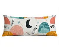 Abstract Body Pillow Cover 30 x 90 cm Bolster Pillow Cases, Soft Linen Lumbar Cushions with Invisible Zipper Decorative Pillows, orange Long Bolster Pillowcase for Bed Sofa, Gifts for Women B-9489