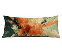 Abstract Body Pillow Cover 30 x 90 cm Bolster Pillow Cases, Soft Linen Lumbar Cushions with Invisible Zipper Decorative Pillows, orange Long Bolster Pillowcase for Bed Sofa, Gifts for Women B-9797