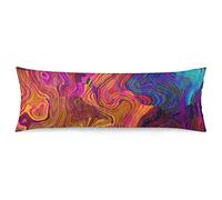 Abstract Body Pillow Cover Marble Pattern Rainbow with Purple Gold Blue Colors Long Pillow Case with Zipper Decorative Soft Bedding Pillowcase Modern Cushion Pillows Covers for Couch,Bedroom 20"x54"