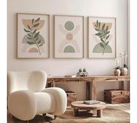 Abstract Bohemian Sage Green And Blush Pink Botanical Canvas Painting Poster Prints Modern Wall Art Living Room Home Decor 50X70Cm Unframed