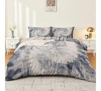 Abstract Bohemian Supersoft Duvet Set, Cosy Delicate Touch Cot-bed | Gray White Microfiber Bedding Set, Spiral tie dye Duvet Cover Set with Zipper