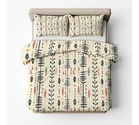 Abstract Boho Double Bed Duvet Cover Set 3 Piece with 2 Pillowcases, Ethnic Bohemia Tribal Patterned Bedroom Decor Bedding, Soft Microfibre Quilt Cover with Zip YC-13