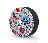 Abstract Boho Floral Birds Spare Tire Cover 14 In