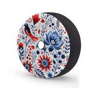 Abstract Boho Floral Birds Spare Tire Cover 15 In