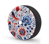 Abstract Boho Floral Birds Spare Tire Cover 16 In