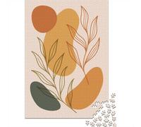 Abstract Botanical Art with Earth Tones ｜ Minimalist Nature Poster ｜ Modern Boho Adult Jigsaw Puzzle, 1000 Pieces, 38x26cm/1000pcs, Relaxing Indoor Activity, Weekend Downtime And Year-Round Leisure