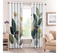 Abstract Botanical Curtains for Bedroom Living Room, Modern Leaf Blackout Curtains Eyelet 84 Drop 2 Panels, Patterned Window Drapes, Home Decor 52x84 Inch B-D21