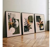 Abstract Botanical Earth Tone Boho Poster Prints On Canvas Painting Minimalist Shapes Illustration Wall Art Geometric(40x60cm-3Pcs/internal frame)