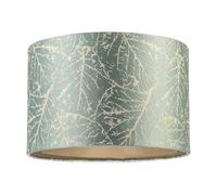 Happy Homewares Abstract Botanical Motif Jacquard Fabric Lamp Shade in Silver Duck Egg