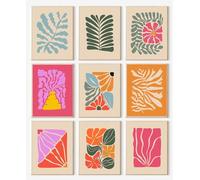 Abstract Botanical Prints Set of 9, Colorful Eclectic Gallery Wall Art Wavy Flower Floral Plant Wall Decor, Aesthetic Bedroom Decor Canvas Artwork Painting, Maximalist Art Prints & Posters for Boho