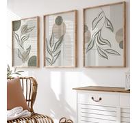 Abstract Botanical Set of 3 Prints, Boho Wall Decor, Gallery Wall Set, Minimalist Home Decor, Botanical, Sage Green Wall Art, UNFRAMED | A3, A4 (A4)