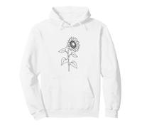 Abstract Botanical Sunflower Outline Design Pullover Hoodie