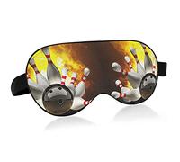 Abstract Bowling Ball Crashing into The Pins on fire Eye Masks Cover Blocks Light Sleep Mask Shade Cover Blindfold Relaxing Eyeshade Cover with Adjustable Head Strap for Men Women Kids