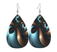 abstract brown blue earrings for women double sided teardrop leather earrings lightweight dangle earrings for women ear accessories jewelry fashion birthday gift