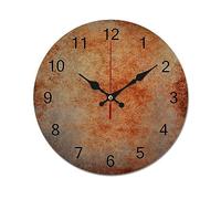 Abstract Brown Rust Color Wood Wall Clock Personality Round Clock Decorative Wall Clock for Living Room Bedroom Kitchen 30 * 30cm