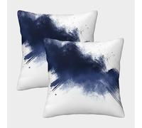Abstract Brush Stroke-Modern Navy Blue Art Pillow Covers 2 Pack Cozy Pillowcases Available All Seasons Cushion Case with Zipper Decorative Couch Living Room 50x50cm
