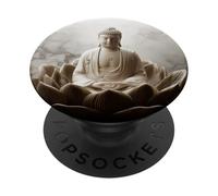 Abstract Buddha Lotus Flower Minimalistic Buddhism Buddhist PopSockets Adhesive PopGrip