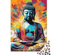 Abstract Buddha Statue 1000 Piece Jigsaw Puzzle Paper Material Jigsaw Puzzle for Adults Colorful Art Design Relaxation Focus Home Decor 52x38cm/1000pcs