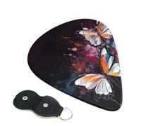 Abstract Butterfly 6 Pack Guitar Picks With Holder, Personalized Guitar Plectrums Non-Slip Portable Ukulele Bass Picks 0.71mm For Acoustic Guitar Lovers Gifts