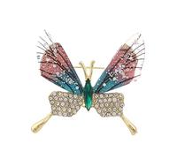 Abstract Butterfly Brooch - Geometric Symmetry Design with Aurora Borealis Color Gemstones for Women (1)
