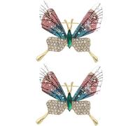 Abstract Butterfly Brooch - Geometric Symmetry Design with Aurora Borealis Color Gemstones for Women (2)