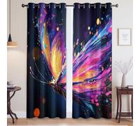 Abstract Butterfly Hd Curtains For Bedroom Decor - Machine Washable Digital Printing Eyelet Curtains, Colorful, W90 x L72(2 Panels) 228x182cm