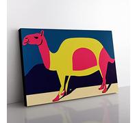 Abstract Camel Canvas Wall Art Print Ready to Hang, Framed Picture for Living Room Bedroom Home Office Décor, 60x40 cm (24x16 Inch)