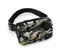 Abstract Camouflage Fanny Pack for Women Men Waist Bag Belt Bag Adjustable Casual Bag for Travel Sports Hiking, white, 7.9x5.1inches