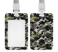 Abstract Camouflage Id Badge Holder,Name Tag Holder with Detachable Lanyard,Waterproof Design Id Card Holder for Office, Workplace