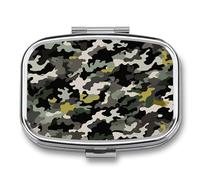 Abstract Camouflage Pill Case with 2 Compartment, Pill Organizer Portable Square Pill Box,Vitamin Pill Organizer for Pocket Purse and Travel